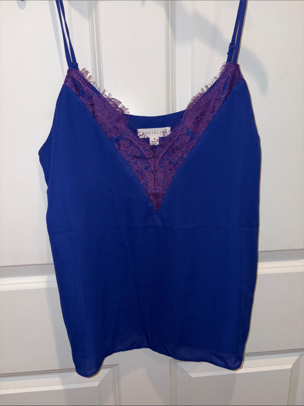 Socialite Cobalt Blue Camisole with Purple Lace Trim
